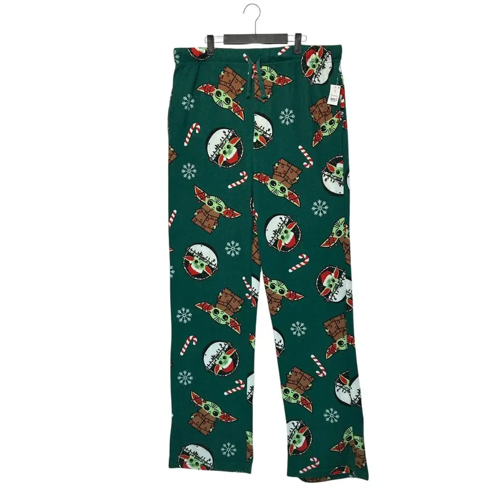 Star Wars Mandalorian Grogu Christmas Pajama Pants NWT Men's Sz XXL Green Cozy